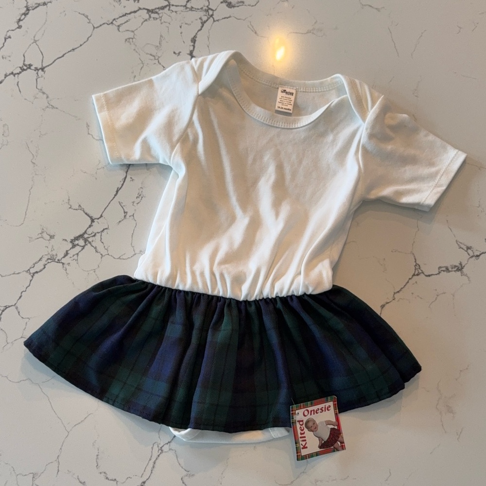 Plaid Kilted Skirt Baby Onesie